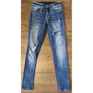 VERVET Womens Medium Wash Jeans 25 Distressed/Destroyed Hem Stretch Denim 23x27